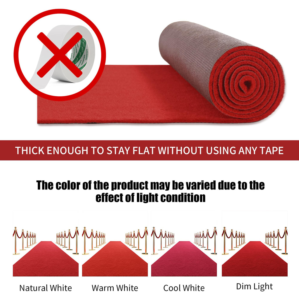 450 GSM Extra Thick 3x10 ft Red Carpet Runner for Partys & Events