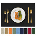 Black Cloth Placemats Set of 4, Faux Linen Cotton Table Place Mats