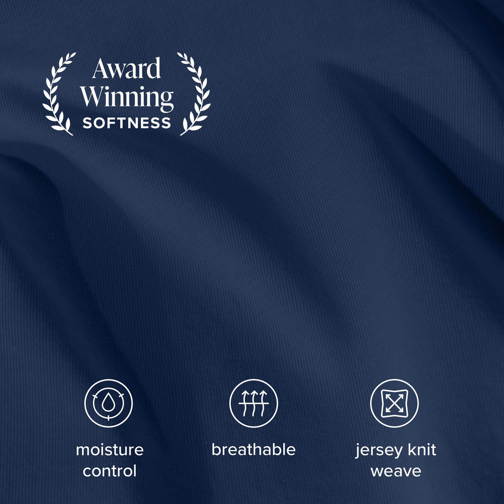 100% Organic Cotton Jersey Sheet Set (, Dark Blue)