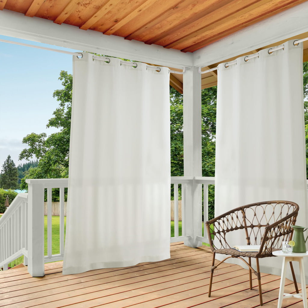 Cabana Solid Heavyweight Indoor Outdoor Curtains, Light Filtering Opacity with Grommet Top, Water Repellent, 2-Pack