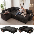 100" Modular Sectional Sleeper Sofa with Pull Out Bed/Side Table/USB Charging/Storage Chaise, U Shaped 7 Seat