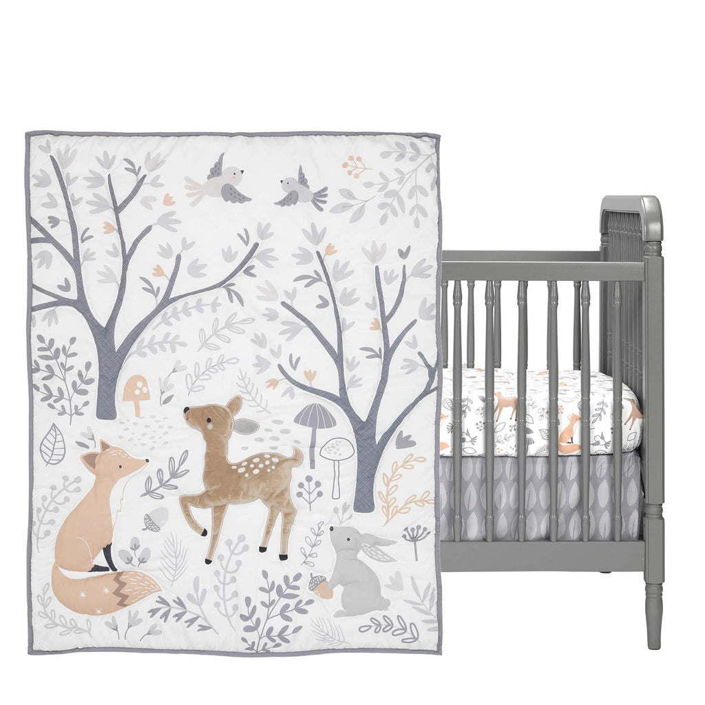 3 Piece Crib Bedding Set, Deer Park, Multicolor