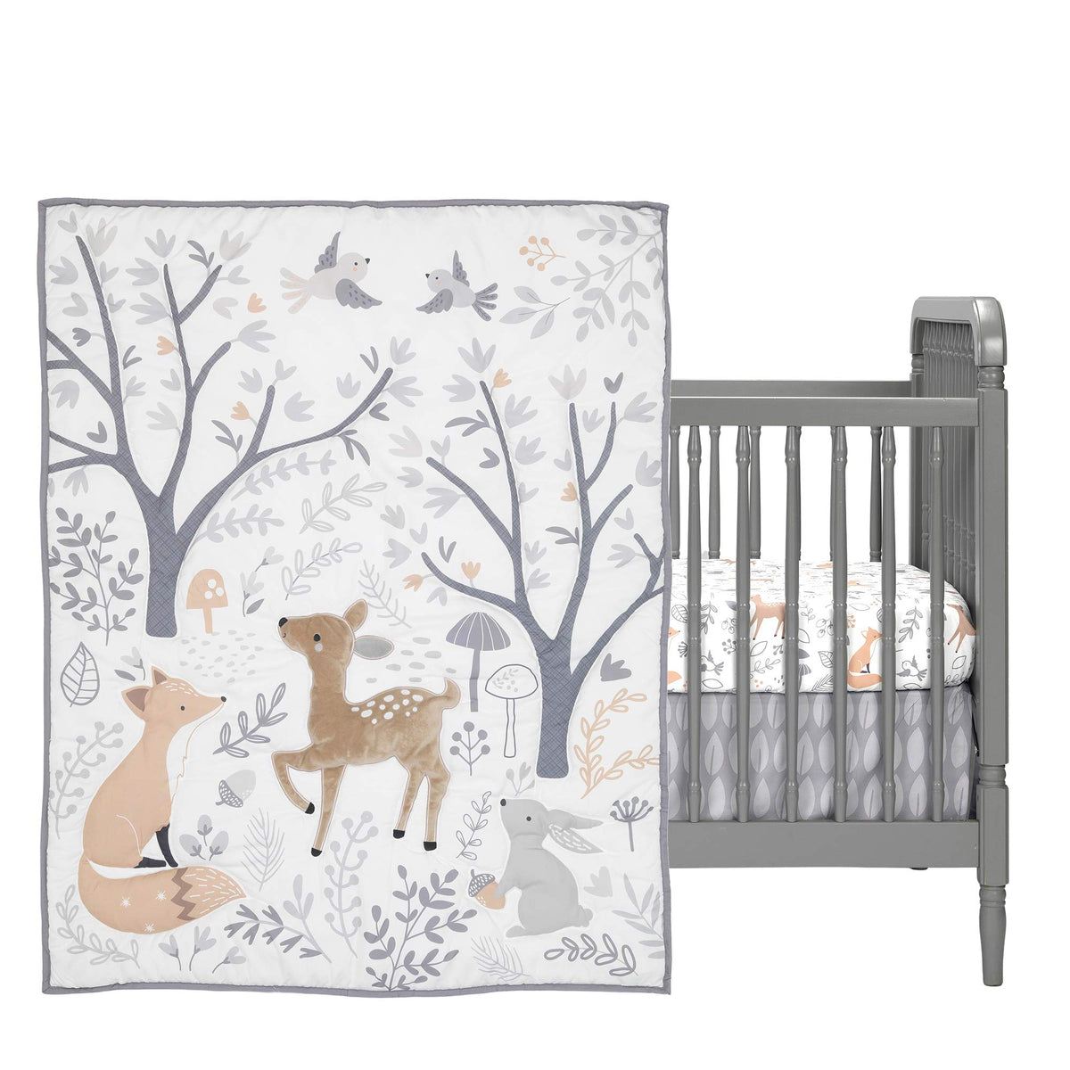 3 Piece Crib Bedding Set, Deer Park, Multicolor