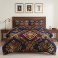Full Comforter Set, 3 Pieces Vintage Gold Bedding Set