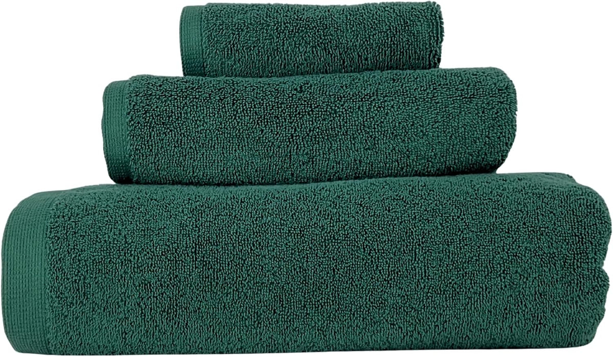 3PC Turkish Cotton Bath Towel Set, Silver-Infused (Green) | Plush 700 GSM set includes 58x30" bath towel, 30x16" hand