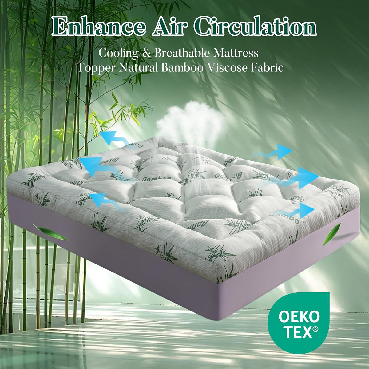 Full 3 inch Memory Foam Mattress Topper-Viscose Made from Bamboo Cooling Air Layer for Hot Sleepers,Thick Pillow Top