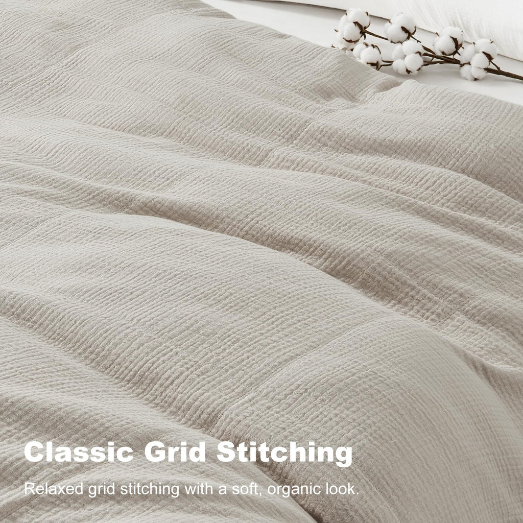 Muslin Duvet Cover, 100% Cotton Gauze, Soft Textured Linen Color