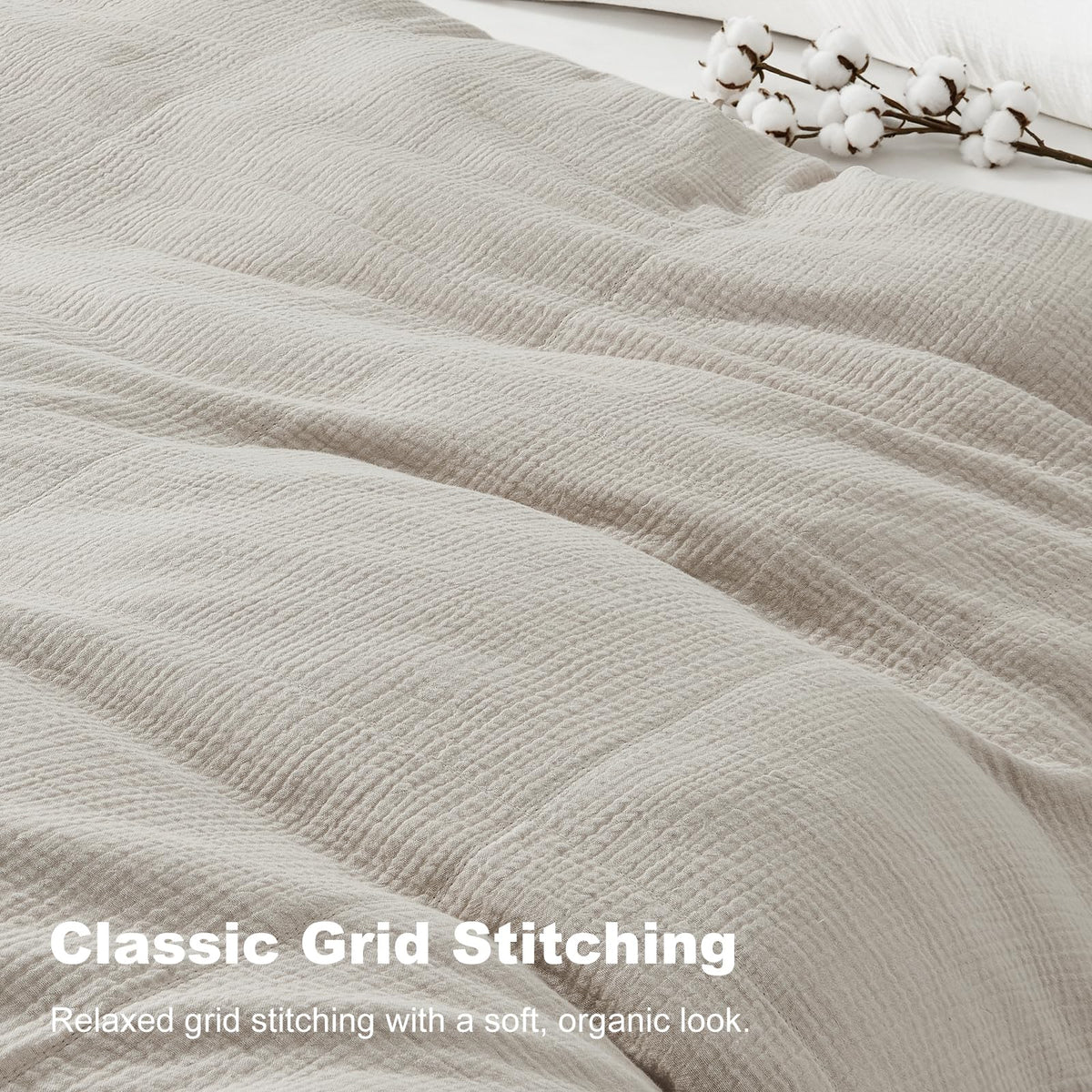Muslin Duvet Cover, 100% Cotton Gauze, Soft Textured Linen Color