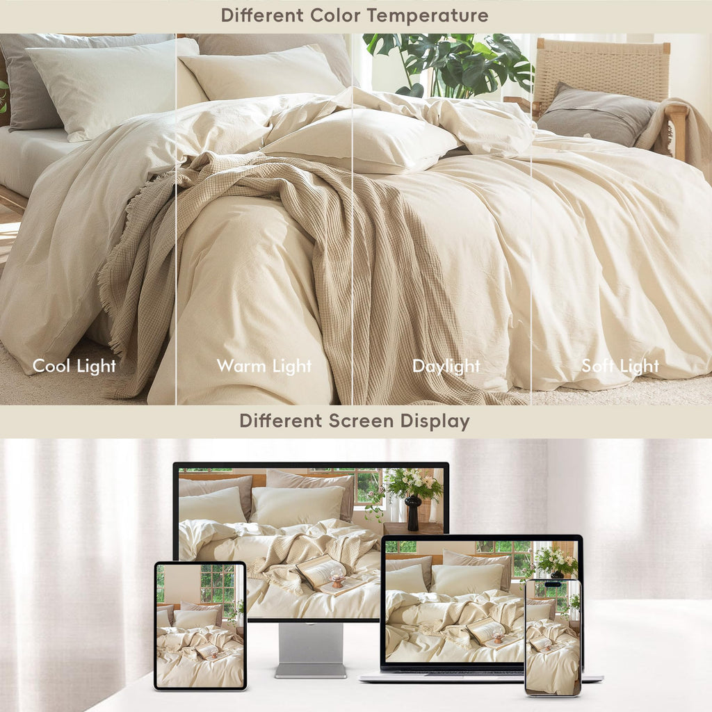 Duvet Cover Set 100% Washed Cotton Linen Like Super Plus