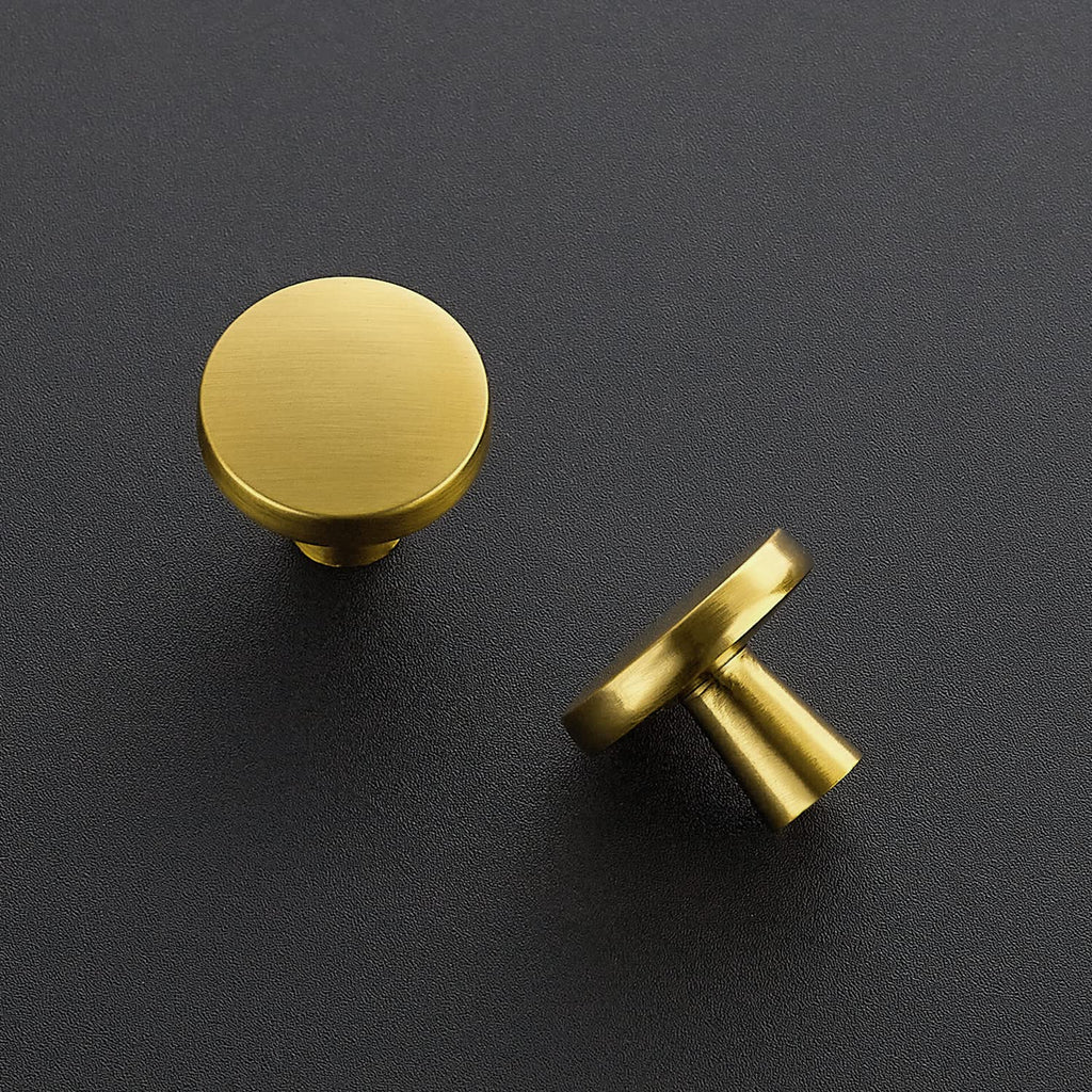 Brushed Brass Drawer Pulls, 1-1/4 Inch Cabinet Knobs,25 Pack