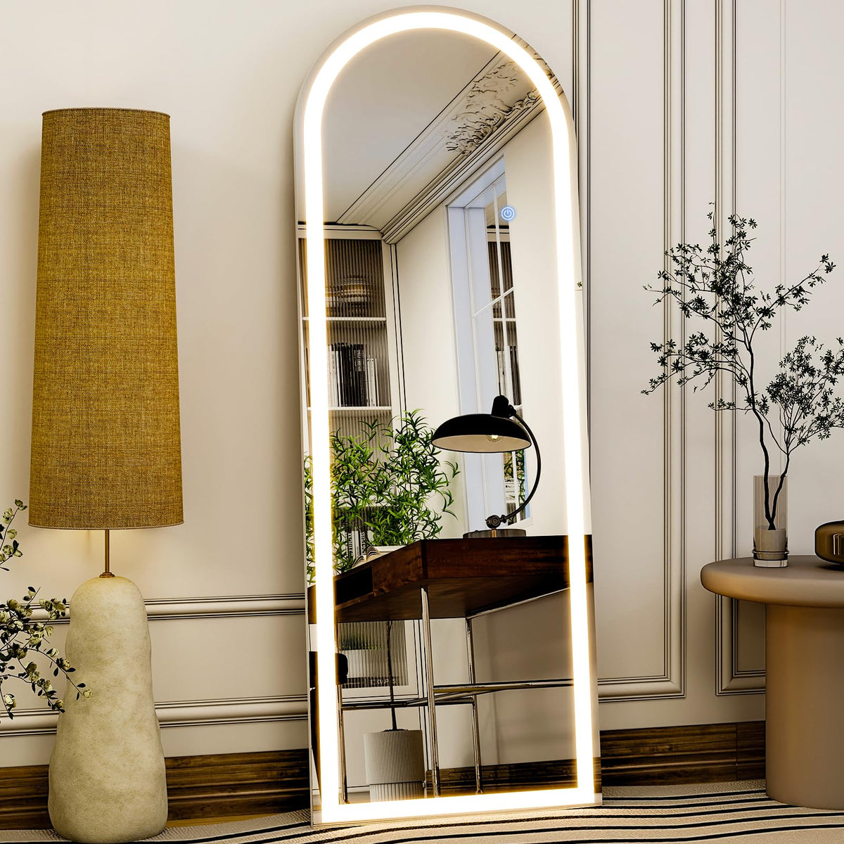 20"x56" Arched Full Length Mirror LED Lighted Floor Standing Mirror