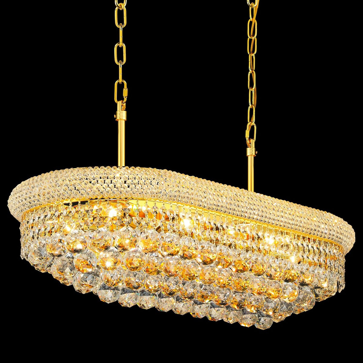 French Empire Crystal Chandelier, Cascading Crystal Fixture for Formal Dining