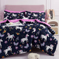 Kids Comforter Bed Set for Girls, 6 Pieces Bed in a Bag with Shams, Sheet Set, Pink Unicorn Soft Microfiber