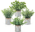 4 Packs Small Fake Plants in Galvanized Pots Rustic Farmhouse Decor