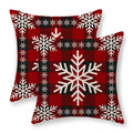 Christmas Pillow Covers 18x18 Set of 2 Winter Red Black Buffalo Plaid Snowflake Pillow Cases Outdoor Christmas
