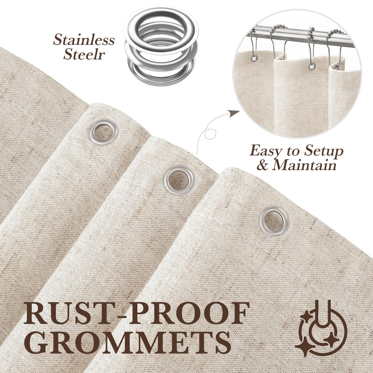 Linen Farmhouse Bathroom Decor 72x72 Inches