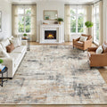 Large Abstract Area Rug in Gold, Washable with Non-Slip Backing
