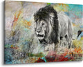 Lion Pictures Wall Decor Framed: Wild Animal Portrait Canvas Lion Picture Wildlife Painting Print