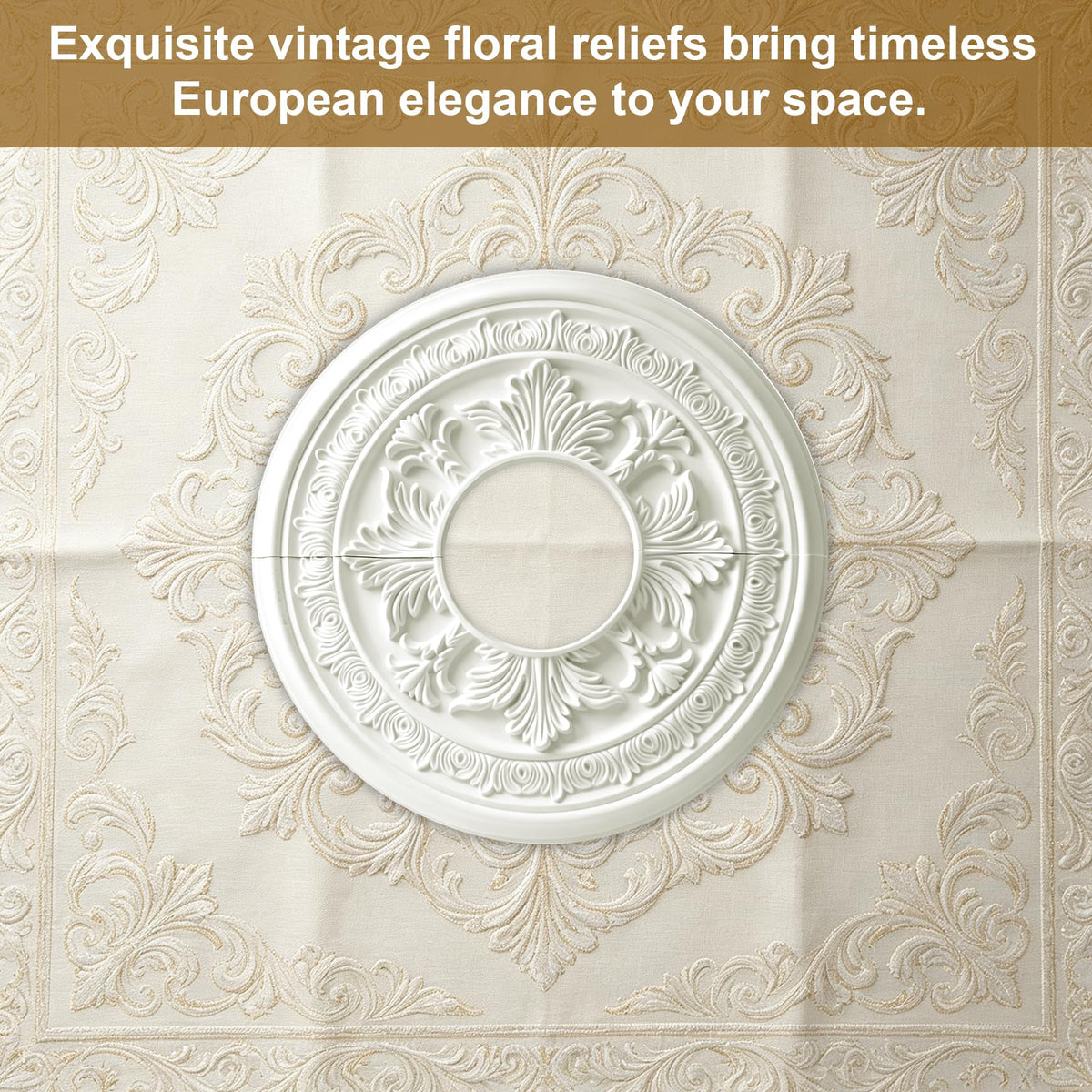 Split Ceiling Medallion 15-3/8" OD x 5" ID, Ceiling Decorative Molded Round Ceiling Medallions for Chandeliers Home