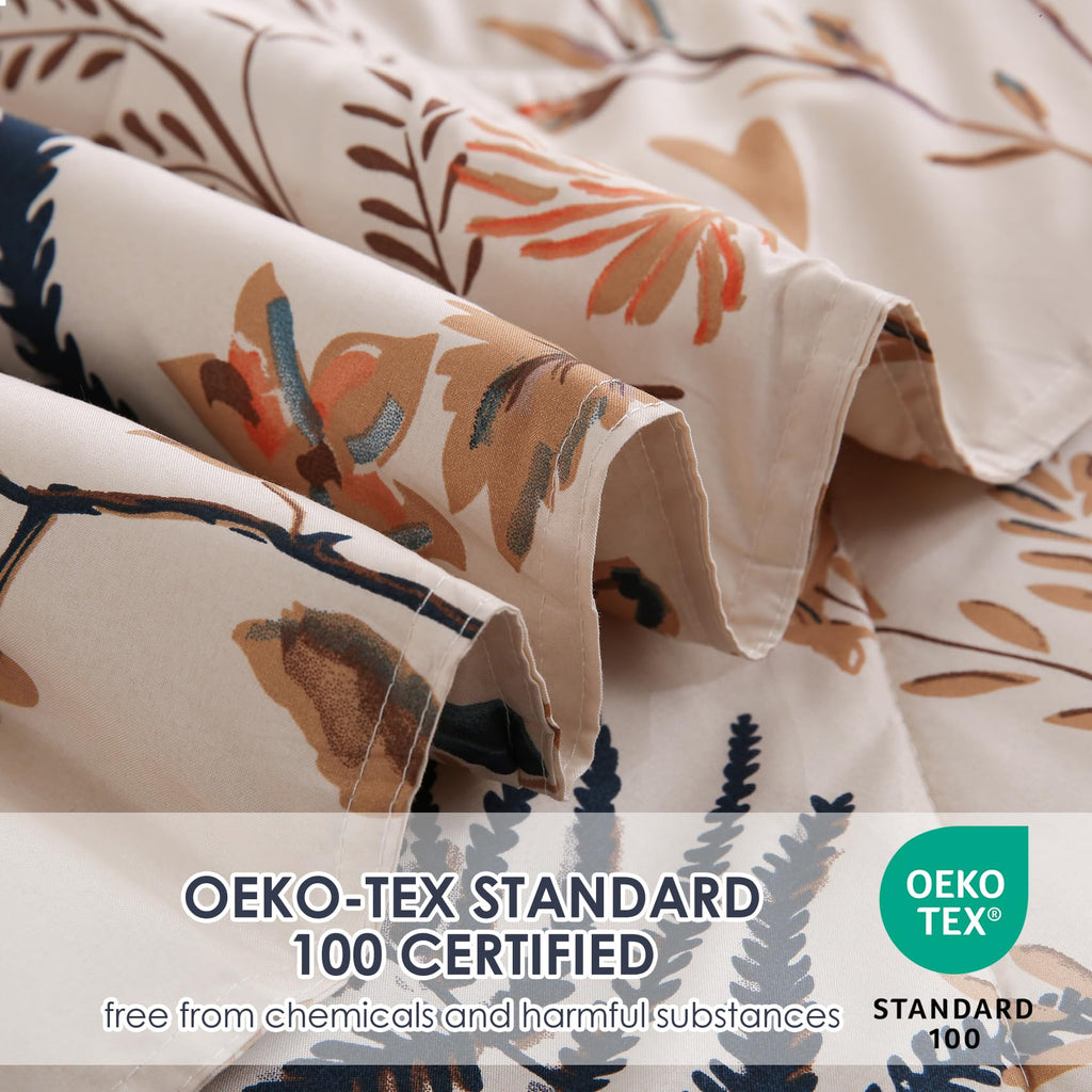 Boho Floral Printed Queen Comforter Set