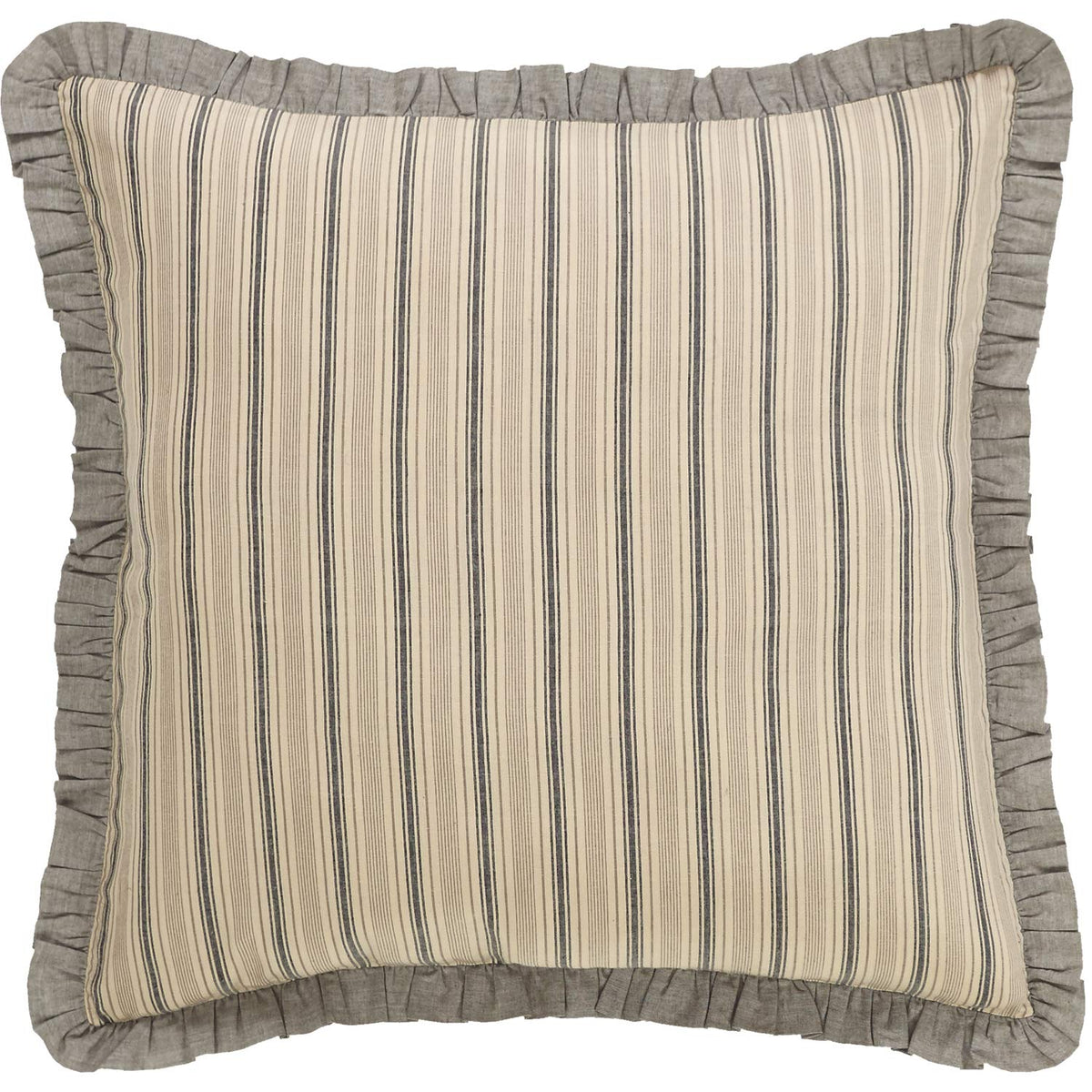 Farmhouse Bedding-Sawyer Mill Tan Fabric Euro Sham, 26x26, Dark Creme White