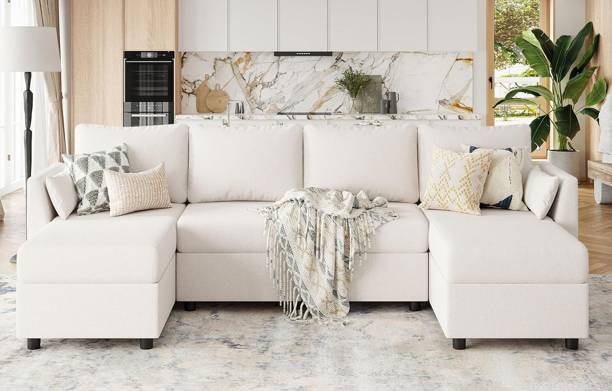 114.17" Modular Sectional Sofa, 6 Seat Modular Couch with Storage, Memory Foam, Convertible Sectional Couches , U