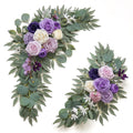 Faux Flower Swag Set of 2 for Wedding Welcome Signs Floral Decorations, Purple Wedding Arch Flowers for Wedding