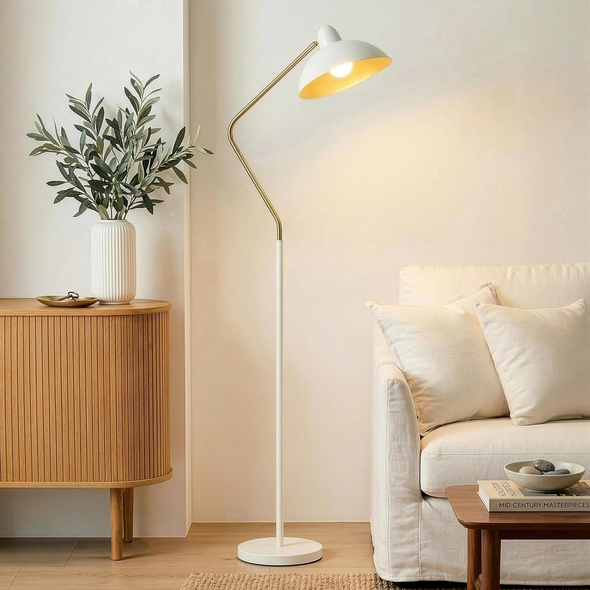 Swoop LED Floor Lampwith Adjustable Head, Modern Floor Reading Lamp for Over Chair, Living Rooms & Offices