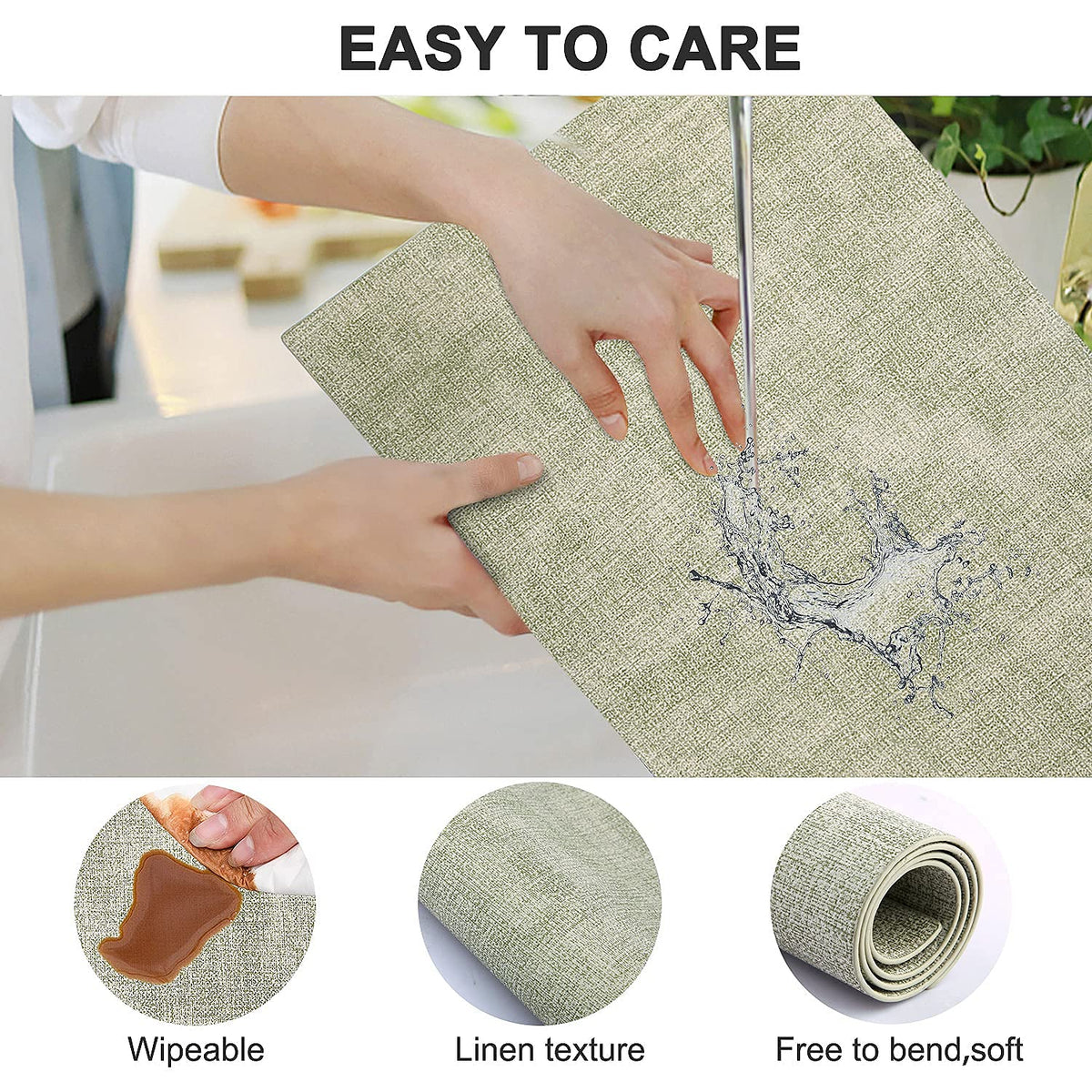 Leather Heat Resistant Placemats Set of 6 Waterproof Wipeable Washable PU Table Mats,Easy to Clean Anti-Slip (6