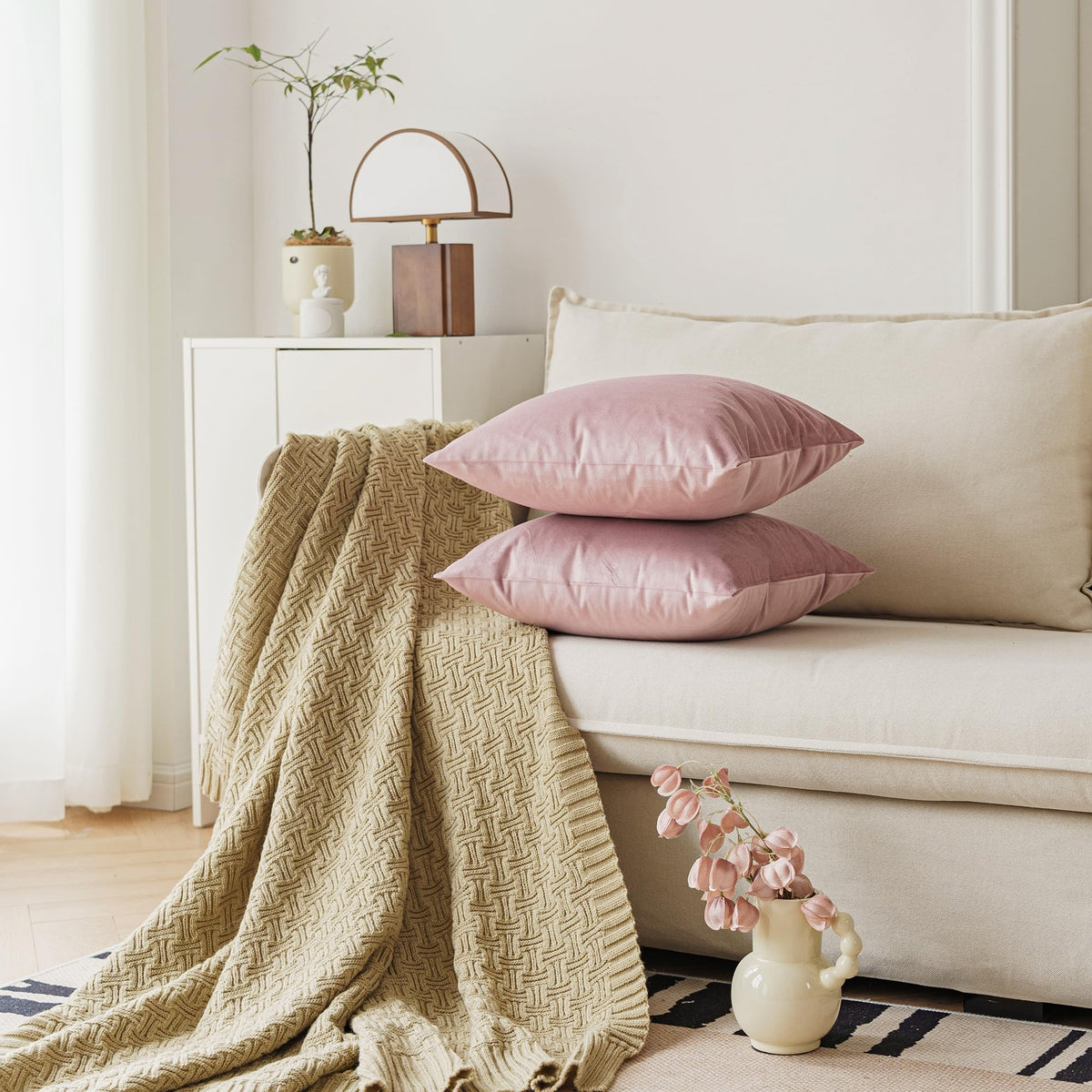 Decorative Throw Pillow Covers Pack of 2, Velvet Throw Pillow Cases for Couch Pillows Cover Bedroom Living Room