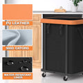 Hamper with Wheels,150L Leather Patchwork Clothes Hamper Black
