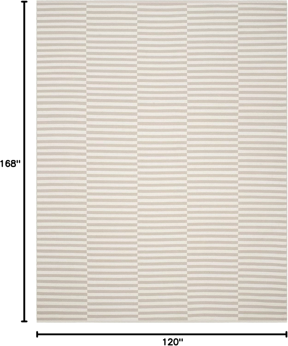 Montauk Collection Area Rug, Ivory & Light Grey, Handmade Stripe Cotton, Ideal for High Traffic Areas in
