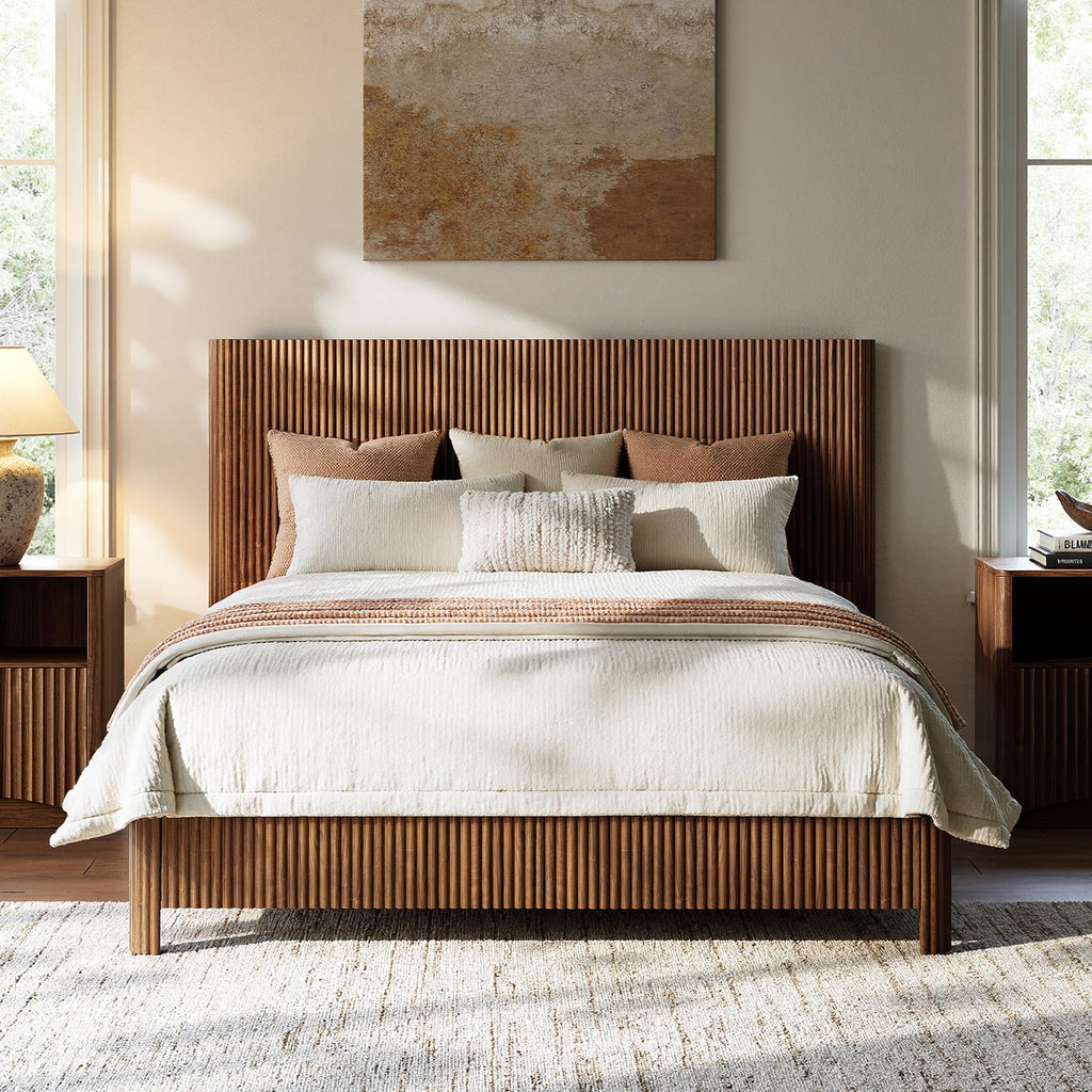 Walnut Queen Bed Frame with Headboard