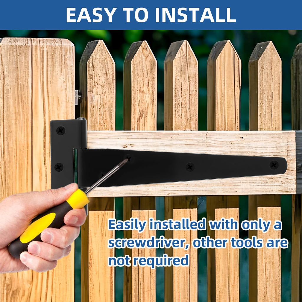 T-Strap Barn Door Hinges Shed Door Heavy Duty Hinges Gate Strap Wooden Fence Yard Tee Hinge Black Wrought Hardware