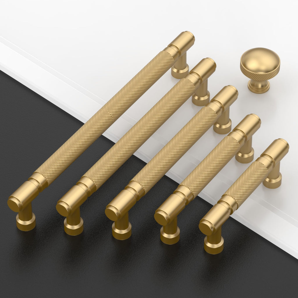 6 Pack Champagne Bronze knurled Cabinet Pulls 6.3"