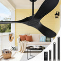 60-Inch Black Solid Wood Ceiling Fan Without Light for Large Rooms