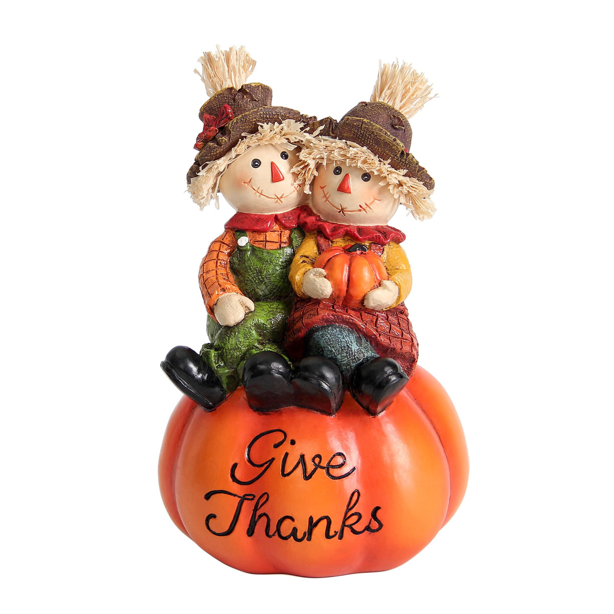 Thanksgiving Pumpkin Scarecrow Figurine, Fall Decor for Shelf Table Mantel