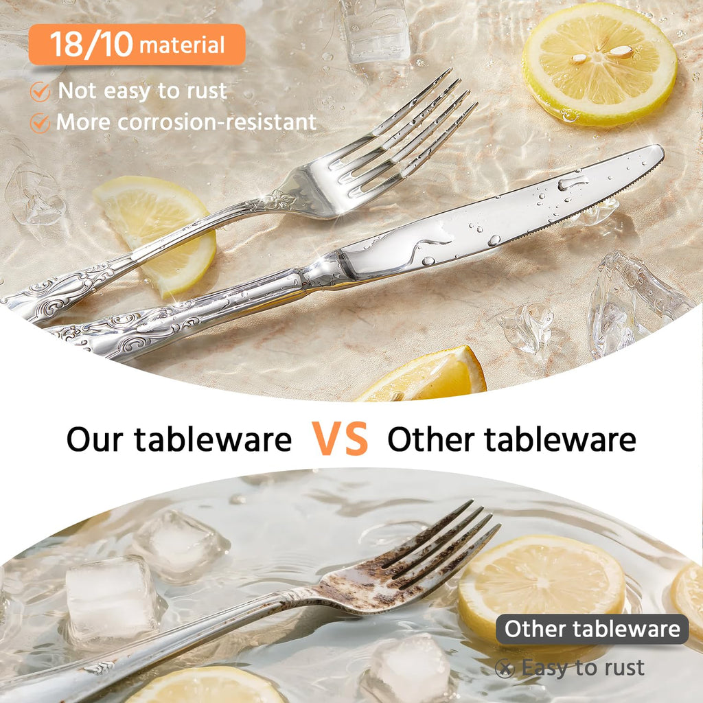 30-Piece Vintage Silverware Set, 18/10 Stainless Steel Flatware
