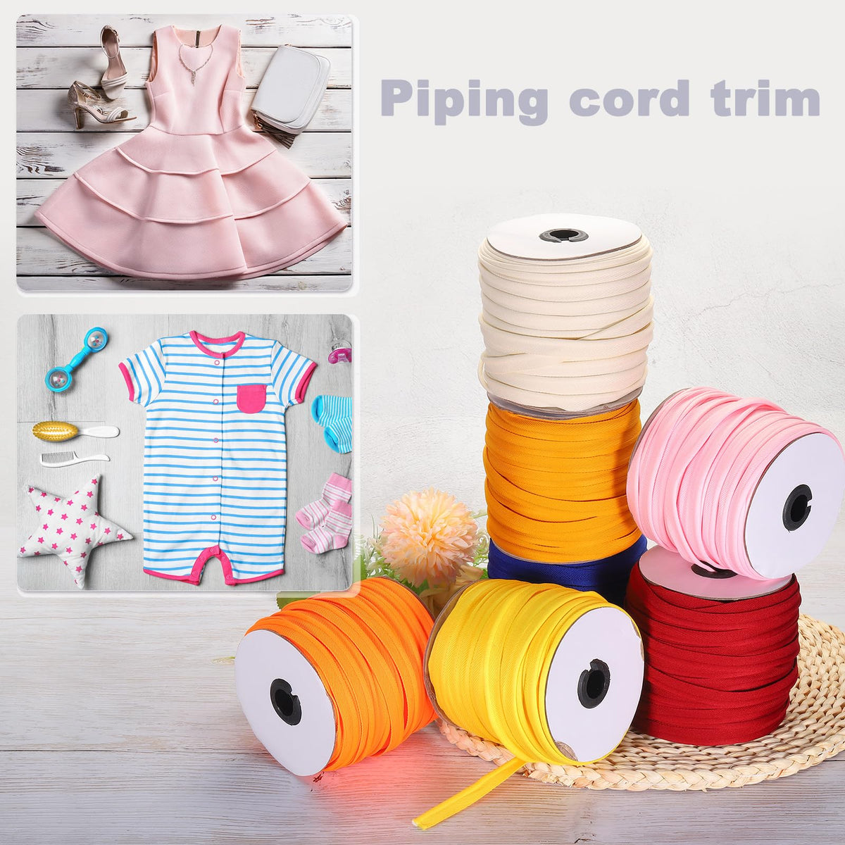Piping Cord Trim 30 Yards 1/2 Inch Piping Tape for Sewing DIY Crafting Fabric Edge Trim Green