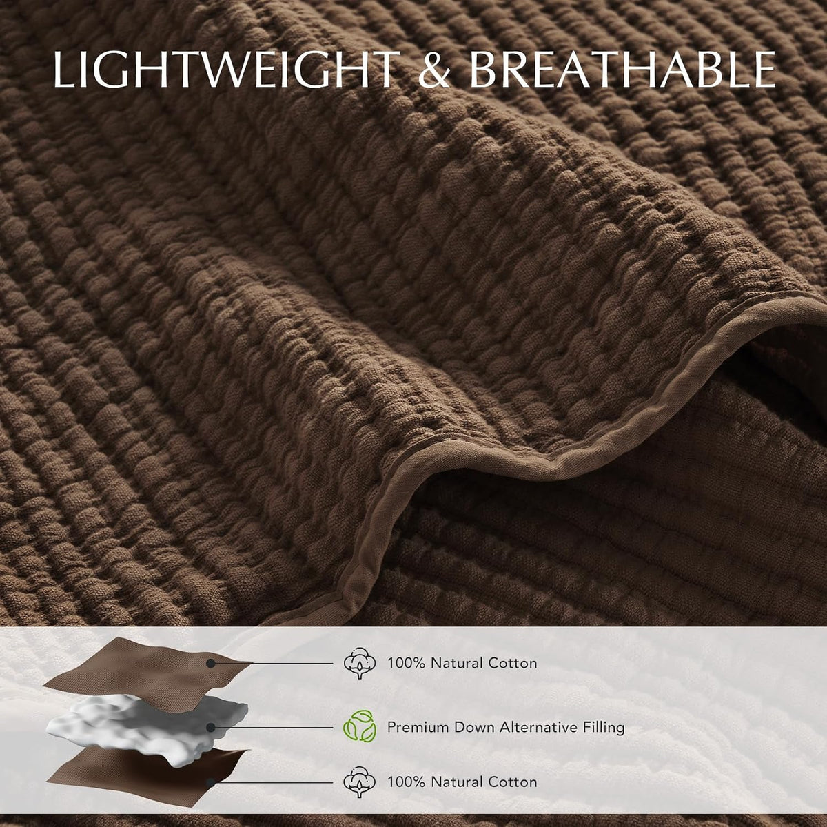 Cotton Coverlet Set 3 Pieces, Lightweight Soft Ribbed Matelassé Bedspread Quilt Set, Cozy Oversized Quilted