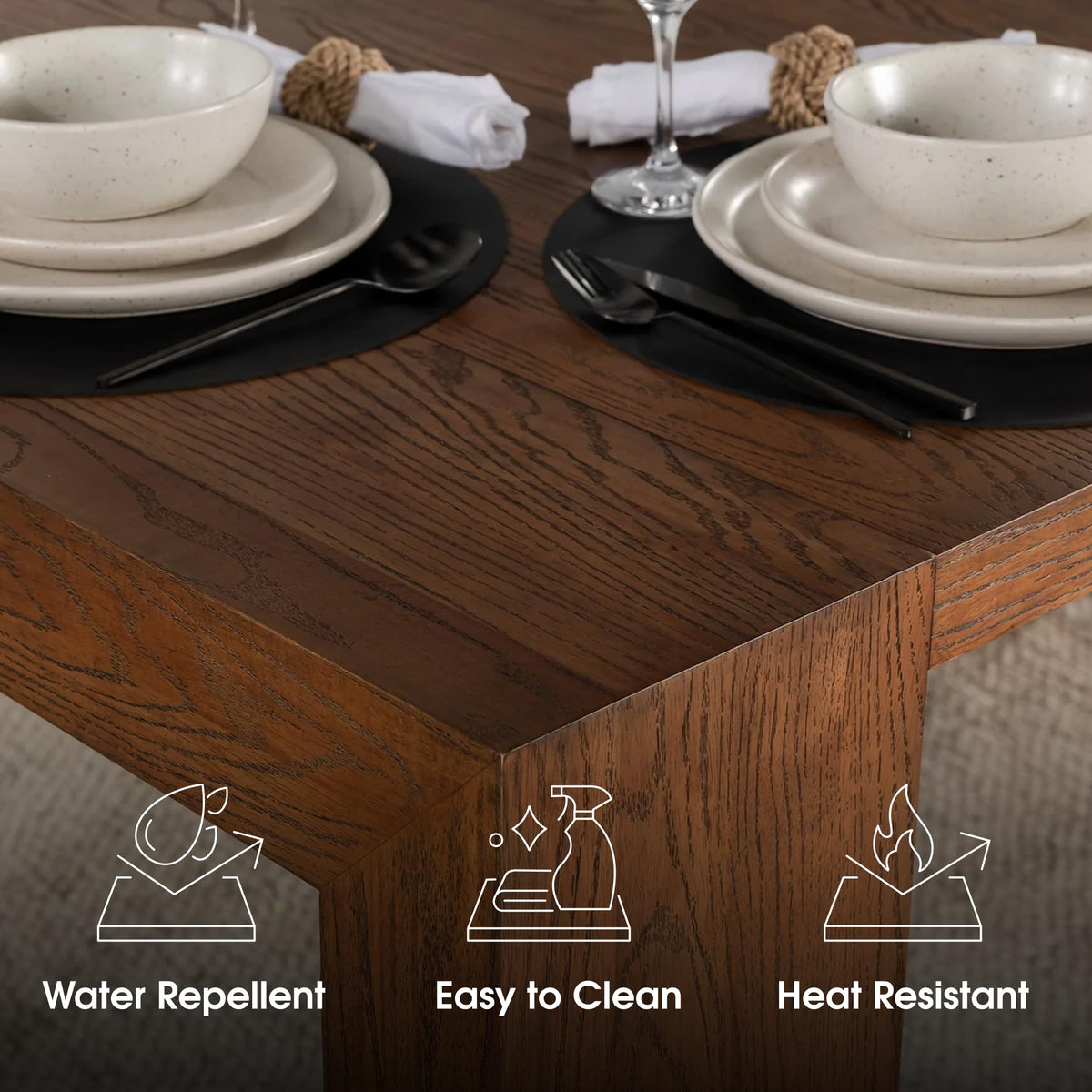 Solid Wood Extendable Dining Table, Brown