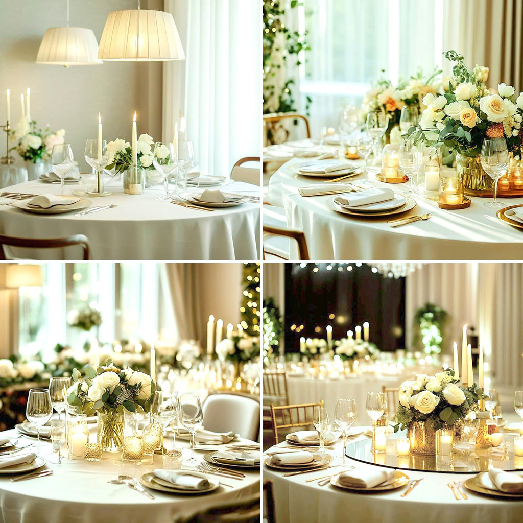 10 Pack Ivory Round Tablecloths 120 Inch for Dining Tables