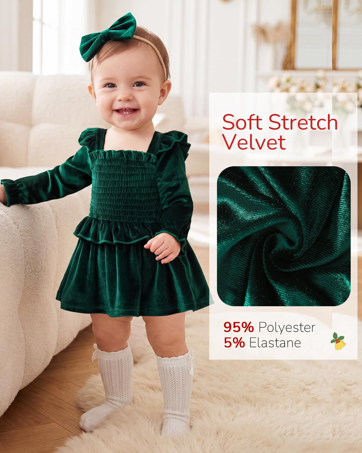 Baby Girl Velvet Romper Dress Newborn Infant Long Sleeve Clothes