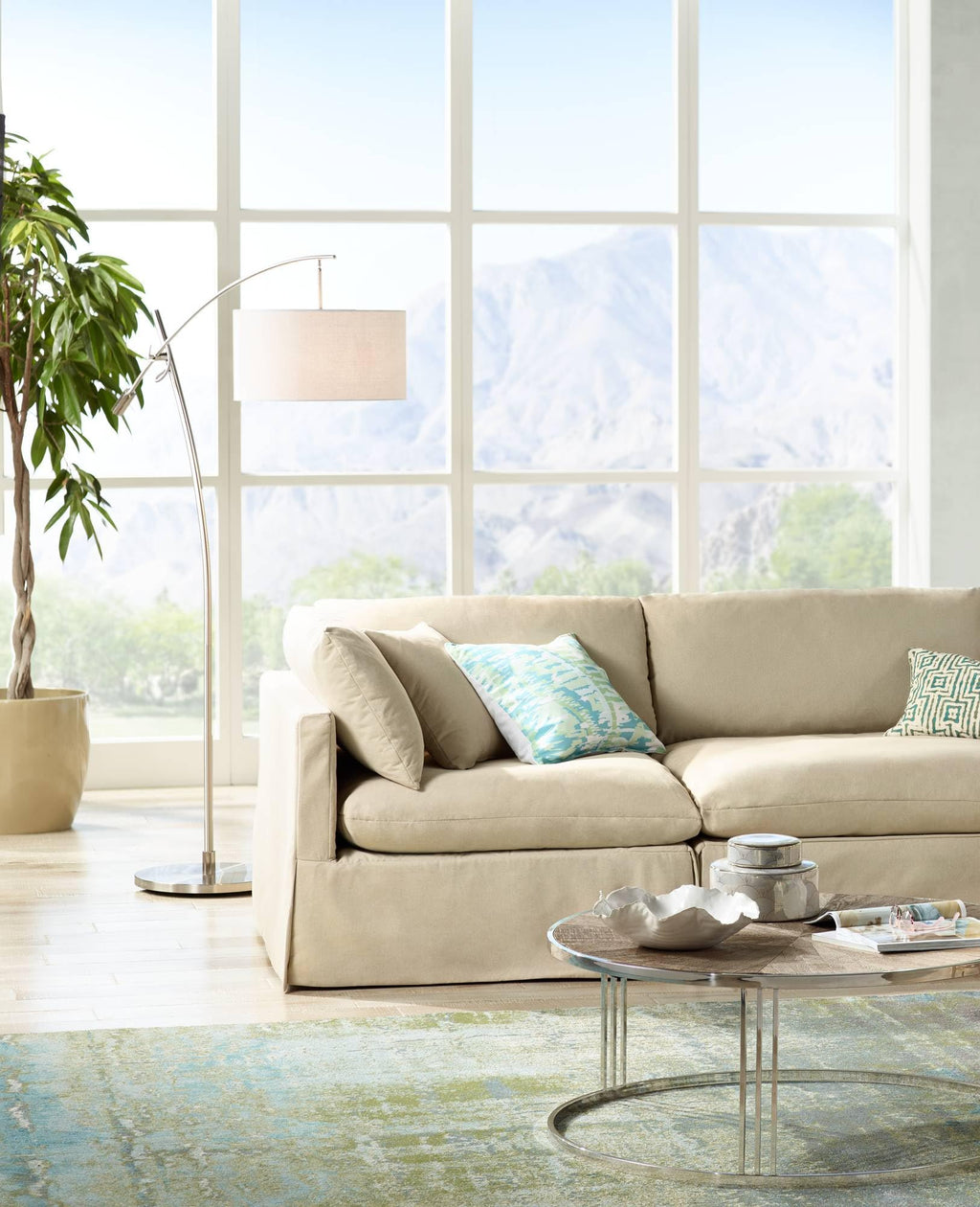 Inspired Arco Style Raymond Brushed Nickel Adjustable Boom Arc 69" Tall Floor Lamp
