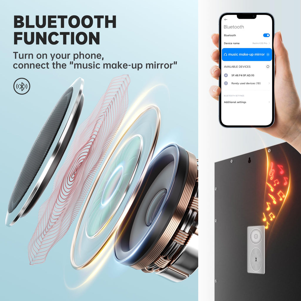 Vanity Mirror with Lights and Bluetooth Speaker