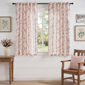 Linen Curtains 63 inch Maroon Floral Farmhouse Rod Pocket 2 Panels