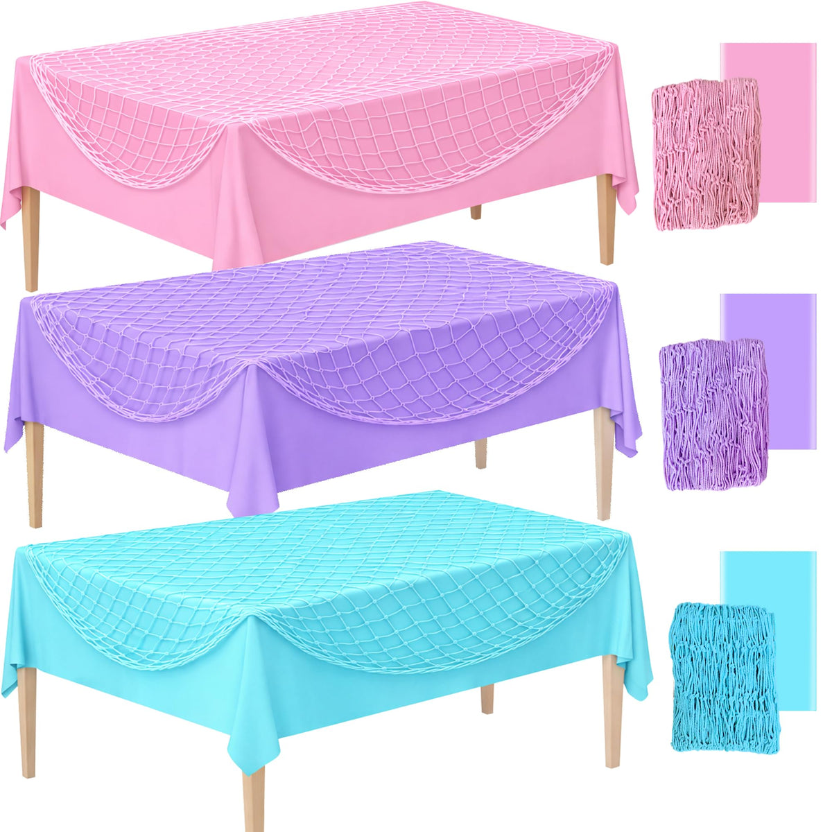 6 Pcs Fish Net Decorative and Tablecloth Set