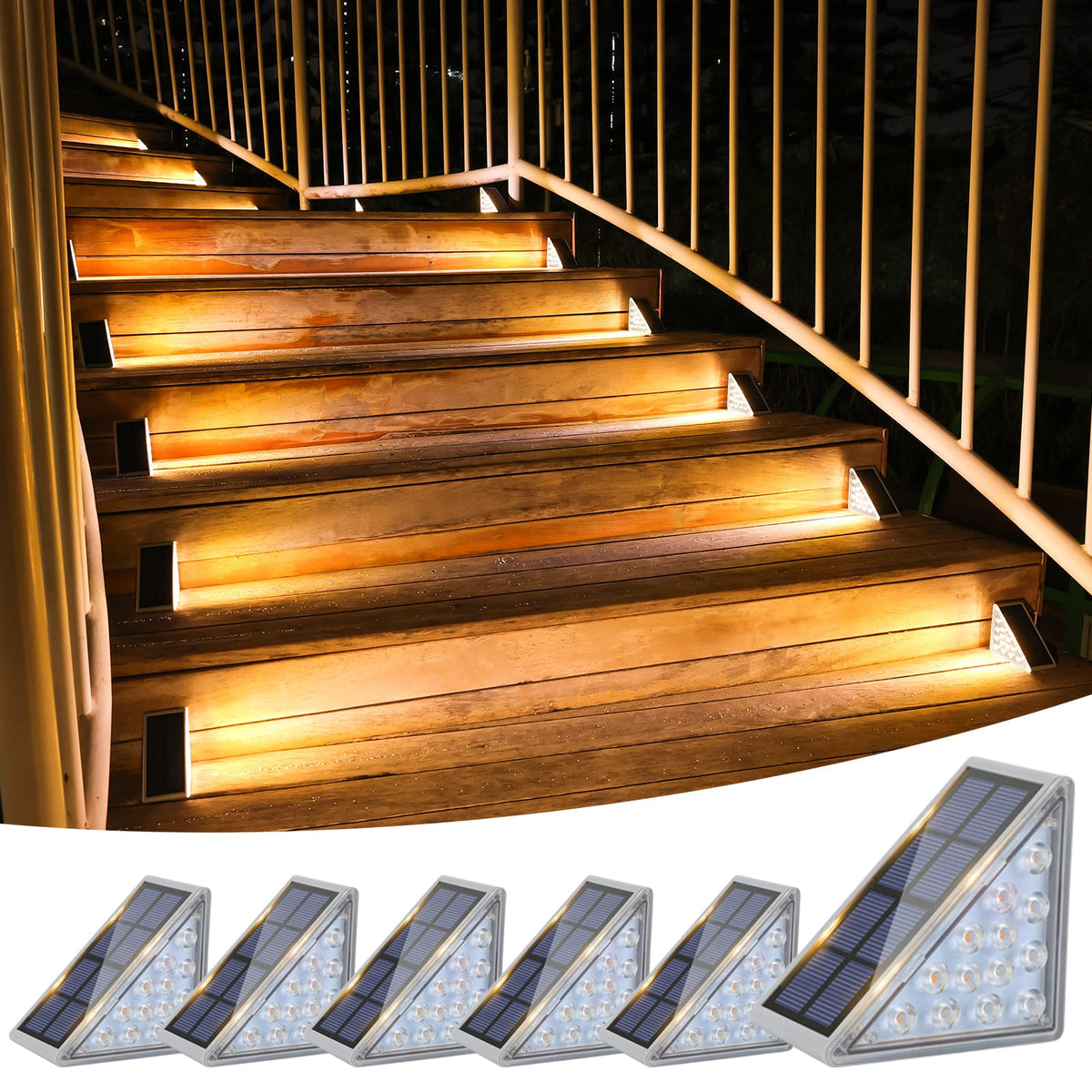 Solar Stair Lights 6 Pack, Solar Step Lights Outdoor Waterproof