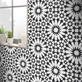 Agdal Handmade Cement Tile in Black and White, 8"x8, 5 Sq Ft