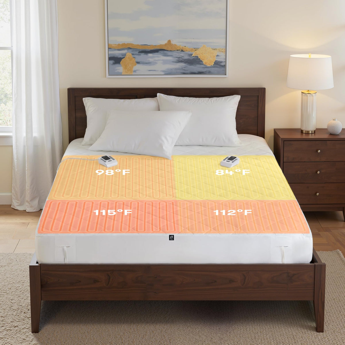 Multi-Zone Heated Mattress Pad Dual Zone Body & Foot Queen